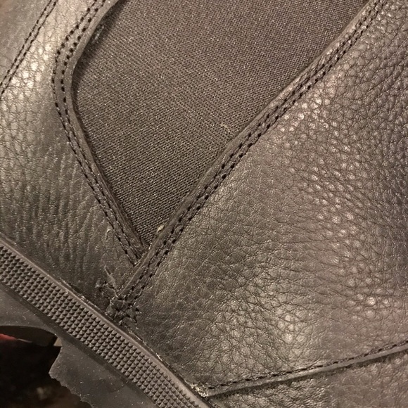 New Sorel Joan of Arctic Wedge II Chelsea Boot, Black Pebbled Leather Bootie, 7 - Picture 6 of 7